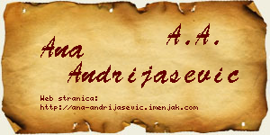 Ana Andrijašević vizit kartica